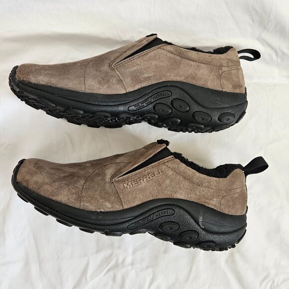 Merrell Jungle Moc Suede Slip-On Shoes Fleece Lined Tan
